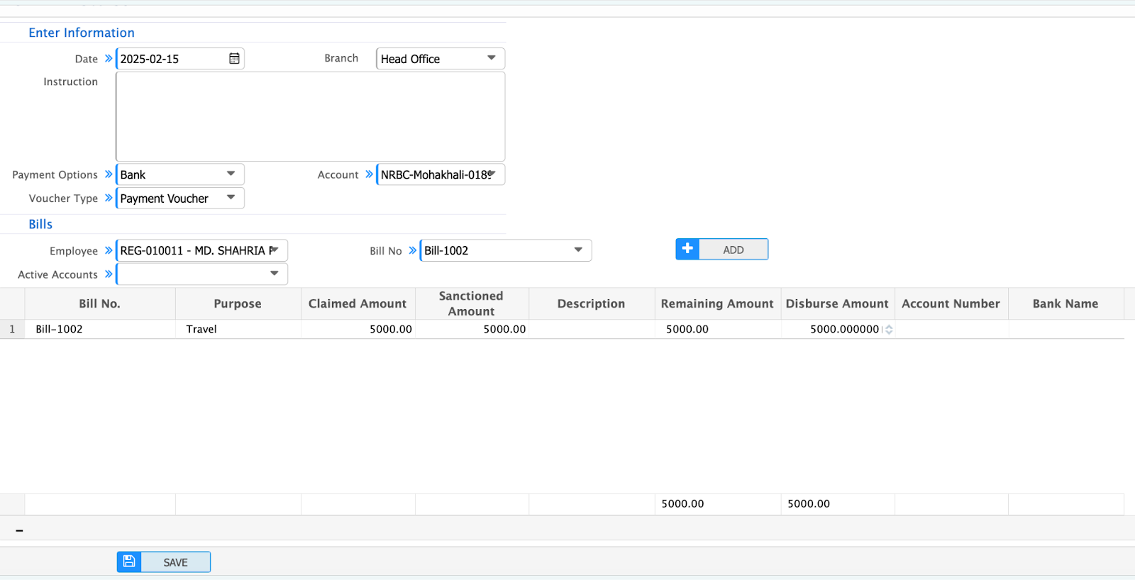 Bill Claim Purpose List